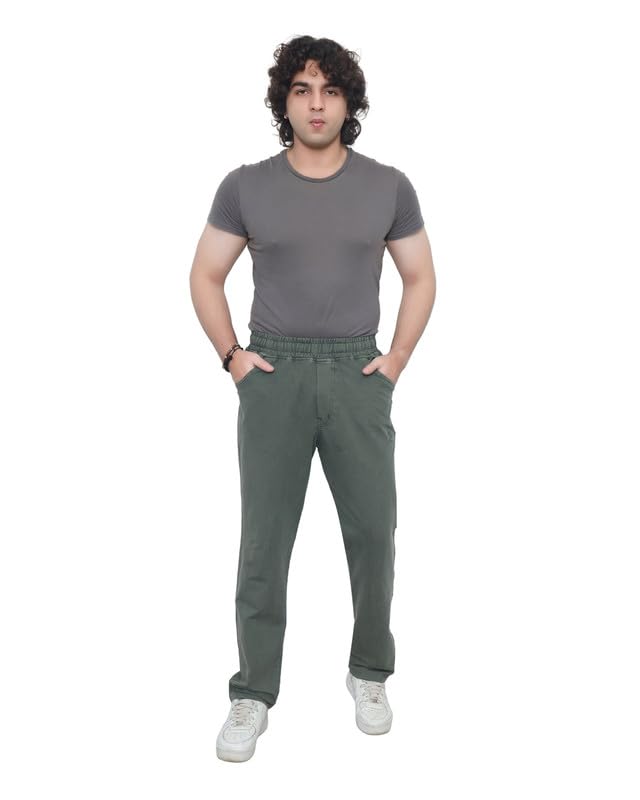 Image of Men's Premium Cotton Blend Trouser | Soft Breathable Casual Pants for Men | Regular Fit Stylish Lower for Office, Travel