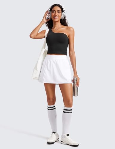 CRZ YOGA Butterluxe One Strap Longline Sports Bra for Women - Asymmetrical Yoga Crop Padded Workout Tanks3