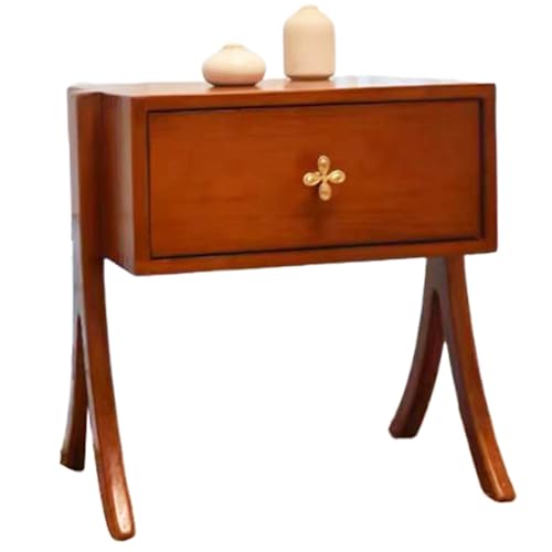 SDA287MZ Dormitorio Mesita de Noche con un Solo cajón, Patas curvadas, Mango en Forma Flor for Almacenamiento el Dormitorio Lateral