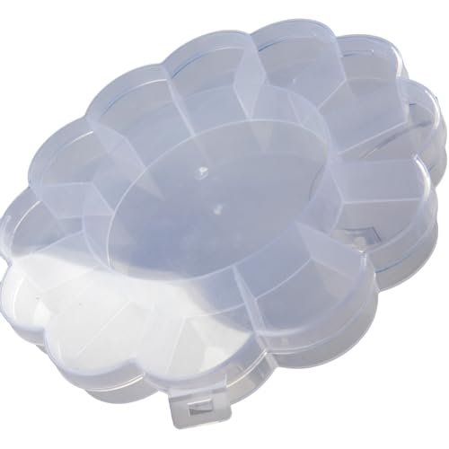 Image of Craft County Plastic Floral Pattern Flip Top 12 Compartment Bead Organizer for Jewelry Making and Crafts - Clear
