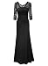 Miusol Elegante Encaje Largo Fiesta Vestido para Mujer Negro Large