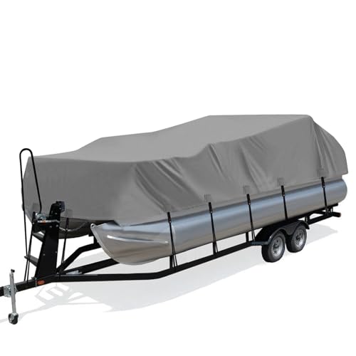 Solim Trailerable 1200D PU Heavy Duty Pontoon Boat Cover, 22-24ft