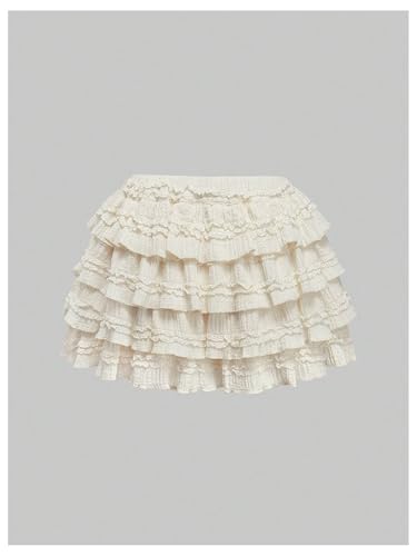 Women's Textured Mini Skirt Y2k Ruffle Layered Elastic Waist Coquette Skirts2