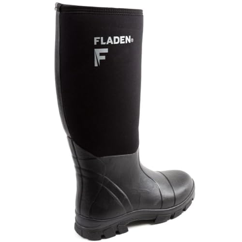 Fladen Botas de pesca de neopreno de 5 mm de goma y neopreno, protección contra el frío de -15 °C, suela antideslizante, talla 43-47, Negro , 45 UE
