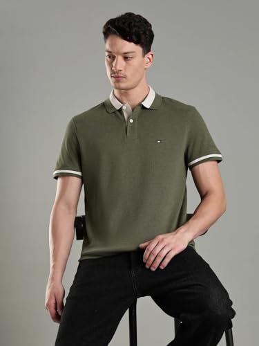 Image of Tommy Hilfiger Solid Regular Fit Cotton Polo T-Shirt