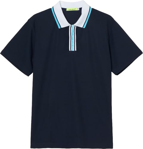 VIVA HEART(ビバハート) ゴルフ 半袖シャツ ラインデザインポロ 吸水速乾 ネイビー 052 01125341