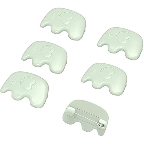 Baby Safety Pins, 6 Packs of Candy Color-Cute Cartoon Elephant Safety Pins, Plastic Heads, Used for Baby Saliva Towels Diapers Pajamas Safety Pin Fixing Clips (Light Green) Cover