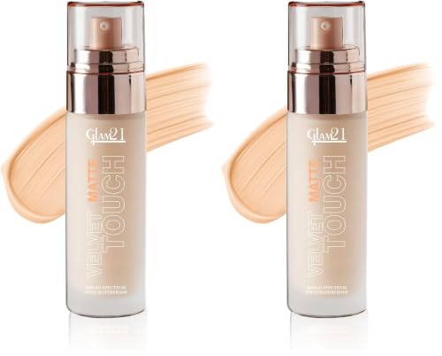 Image of Glam21 Velvet Touch Oil Control Silk Foundation|Waterproof, High Coverage, Velvet Matte Finish,Ultimate Full coverage, Lightweight and Breathable,SPF 35 Long Lasting|Beige-50gm (Pack of 2)
