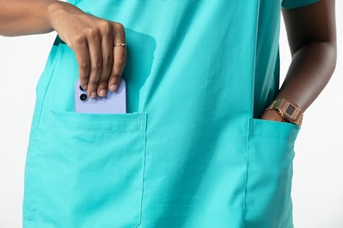 Image of UNIFORM CRAFT Women's 4 Pocket Scrub Suit Set | Medical Uniform | Cross V-Neck Poly Cotton | Short Sleeve Hospital Wear | Ideal for Doctors & Nurses (Light Green, 2XL)