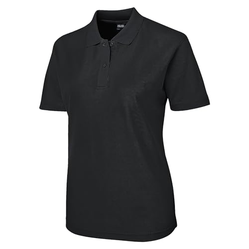 ISUSI Ladies Polo Shirt, Cotton Blend, Short Sleeve, Plain Colour, Black 8