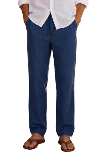 Image of Louis Philippe Men's Regular Straight Fit 100% Cotton Solid Elasticated Dobby Casual Trousers