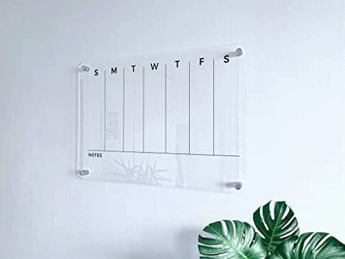 Weekly Wall Board Acrylic Calendar - Personalized Dry Erase Board, Horizontal Wall Calendar, Monthly And Weekly Calendar, Housewarming Gift, Goals, To Do #TOP3