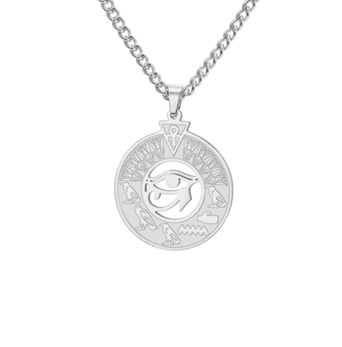EUEAVAN Collier Oeil d'Horus Croix Ankh Clé de Vie Pendentif Scarabée Ancienne Égypte Cartouche Protection Amulette Égypte Symbole Religieux Bijoux pour...