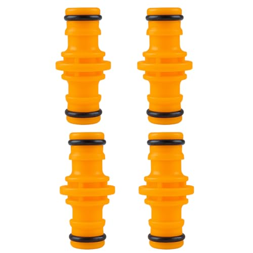 Cxryrzhe 4 Pcs Yellow Double Male Plastic Hose Connectors Leak-Proof & Durable Coupling BSP Thread HOSE_PIPE_FITTING