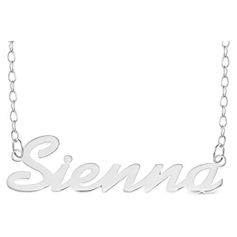 SIENNA Name Necklace 925 Sterling Silver Trace Chain Pendant Gift + Pouch (14) Cover