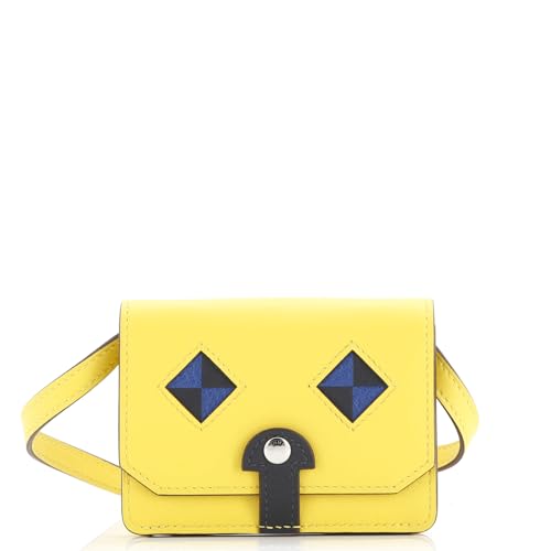 Pre-Loved Chien Card Holder with Strap Swift and Chevre Mysore, Jaune de Naples