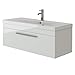 Price comparison product image VeeBath Venus 1000 Wall Hung Vanity Unit, Mid Edge Wash Basin Bathroom Sink, Soft Close Door, Cloakroom Wall Mounted Storage Cabinet- White (Flat Pack)