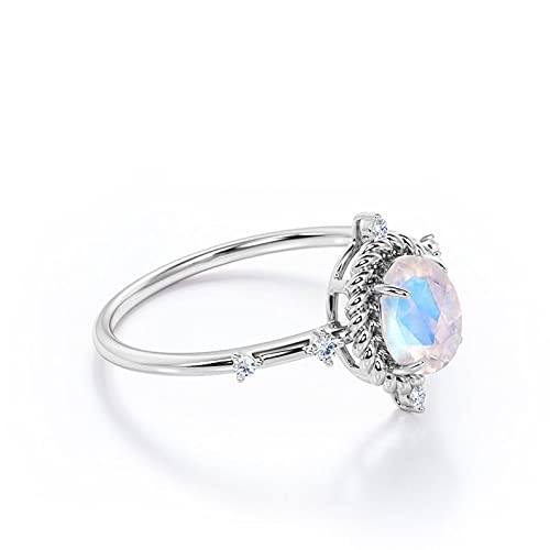 10K 14K Vintage Rainbow Moonstone Ring Oval Natural Moonstone Antique Engagement Rose Gold June Birthstone Contemporary Custom Anniversary Delicate Pave Promise Rings #TOP6