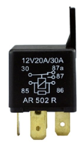 5-Prong ISO Relay 12 Volt 20/30A, SPCO Contact, With Bracket, Snubber Resistor