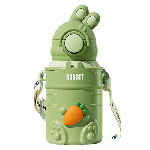 Gonweil 500ml 子供用 水筒 ステンレス製 ストロー付き ウォーターボトル 保冷保温 漏れない 直飲み 軽量 デジタル温度表示 キャリングハンドル付き スポーツ 旅行 通学 幼稚園 遠足 小学生 男の子 女の子 プレゼント 可愛い 漫画デザイン