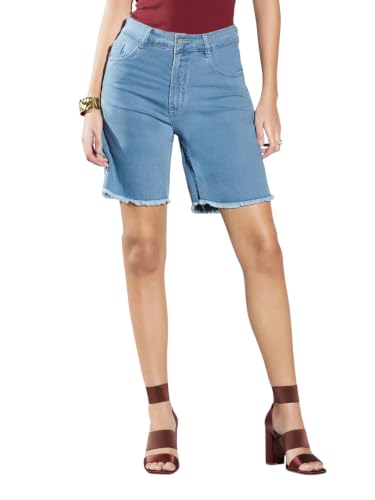 Image of Miss Chase Women's White Regular High Rise Clean Look Regular Stretchable Denim Shorts