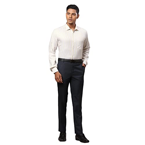 Image of Raymond Men's Polyviscose Blend Structure Pattern Slim Fit Flat Front Formal Trouser