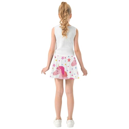 Cute Unicorns Skirts with Shorts Dance Golf Athletic Shorts Girls Skorts Cheer Skirt 4t4