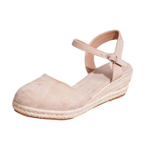 Sandales compensées basses haut de gamme avec talon fermé et boucle réglable