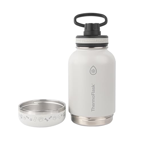 Thermoflask Double Wall Vacuum Insulated Stainless Steel Water Bottle for Pets, Dogs, Cats, Removable Bowl, 1 Quart, 32 Ounce, Ultimate Grey - Image 3