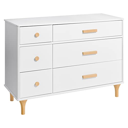 Image of Babyletto Lolly 6-Drawer Assembled Double Dresser in White and Natural, Greenguard Gold Certified