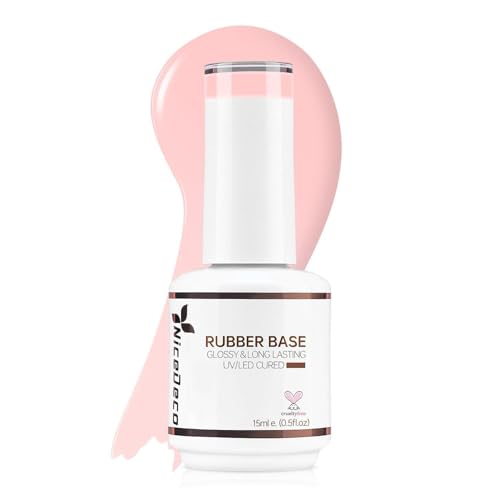 Nicedeco Hema Free Rubber Base Gel for Nails Cruelty Free Vegan Pink Rubber Gel U V Color Base Gel Nail Polish 15ML 024