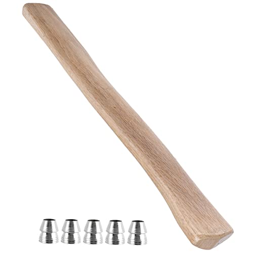 UPKOCH Manico Di Ricambio in Legno Da 40 Cm Con 5 Cunei Di Metallo Per , Impugnatura Antiscivolo e Antiurto, Set Per Falegnameria e Lavori Edili