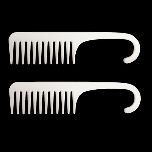 Peines de Ducha Grandes de Dientes Anchos 2-Pack Blanco miniatura 1