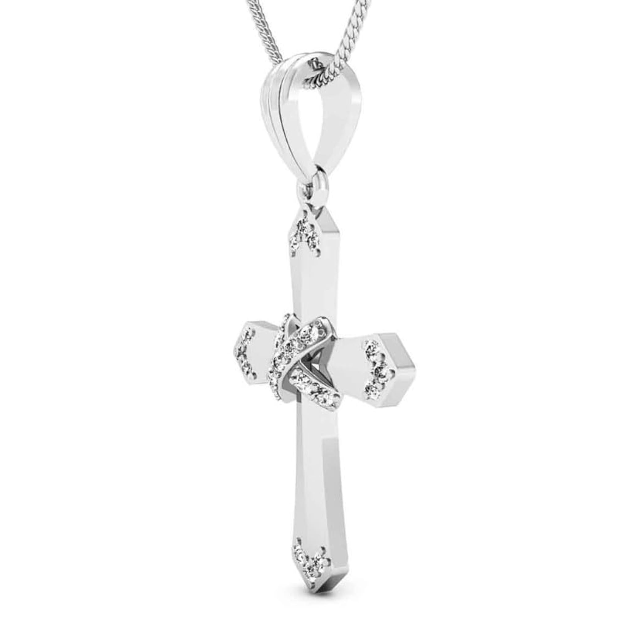 Stylish 925 Sterling Silver Unisex Holy Cross Pendant with Chain