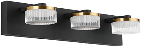 Toilet Self-importance Lights Fixtures Black 3 Lights Trendy LED Self-importance Lights for Toilet Mild Fixtures Over Mirror Acrylic Bathtub Wall Lighting Fixtures Indoor Black and Gold Self-importance Mild