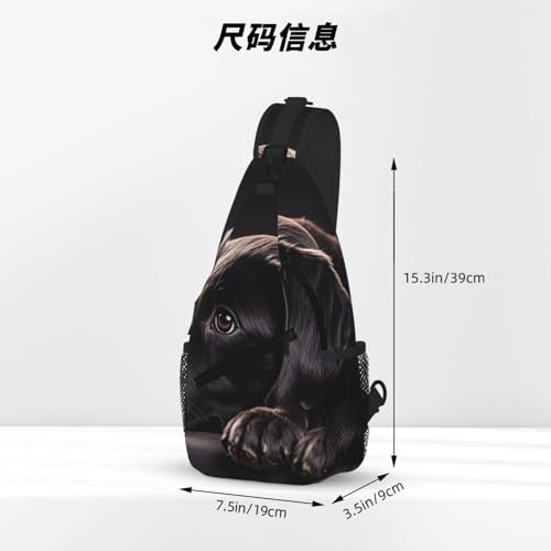 Bolso Bandolera Negra Labrador para Senderismo y Viaje miniatura 4