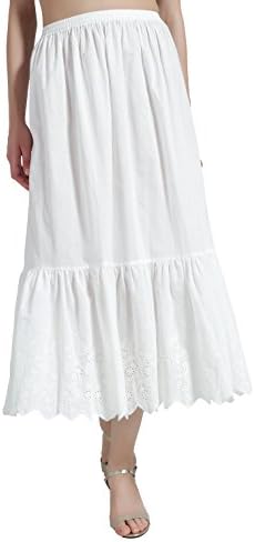 BEAUTELICATE Half Slip Skirt Extender 100% Cotton Vintage Underskirt with Lace Embroidery