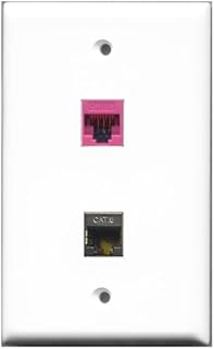 RiteAV - Placa de pared (blindada, cat. 6, 1 puerto, 55, incluye soporte), color rosa