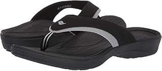 Powerstep Men's Arch Support Orthotic Flip Flop Sandals with Shock Absorbing Sole, Lightweight Non-Slip Tread, Black, 12