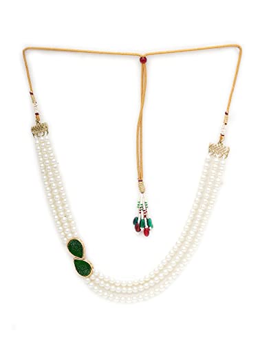 Image of Karatcart Pink Stone Studded Pearl Kundan Necklace Set for Women