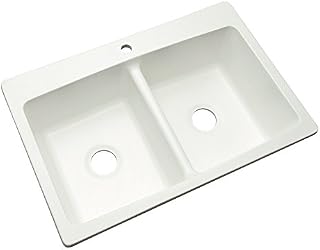 Dekor Sinks 60100NSC Woodbridge Composite Double Bowl Kitchen Sink with One Hole, 33-Inch