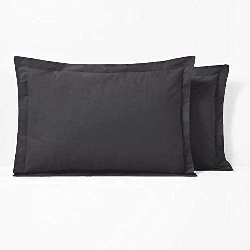 Ropa De Cama DARK GREY 100% EGYPTIAN COTTON 1000 THREAD COUNT PAIR OF OXFORD PILLOWCASES SUPER-KING SIZE 50CM x 90 CM — image 1