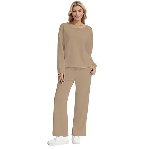 MAGICATELIER Women's 2 Piece Sets Long Sleeve Wide Leg Pants Sweatsuit - image 2