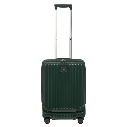 Image of Bric's Positano Trolley Spinner - Carry-On Luggage with Built-In USB Port and Lock - Lightweight Suitcases Made From Durable Polycarbonate - Protector Cover Included - 21 Inch with Pocket, Emerald