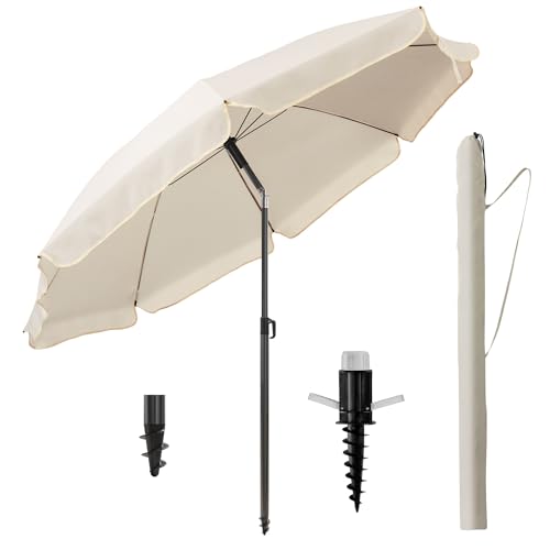Menz Sonnenschirm Strand, 3er Set, Beige - Ø 180 cm Strandschirm windfest...
