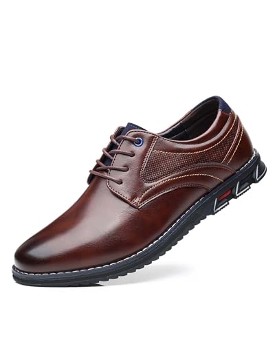 Men’s Dress Shoes No-Stripe Casual Business Oxford Derby Orthopedic Leather Shoes Comfortable Walking Shoes Office Loafers Work Flats