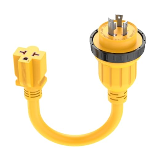 1FT 30 Amp to 20 Amp Shore-Power Adapter, Marine-30Amp to 15Amp Adapter NEMA L5-30P to 5-15/20R,L5-30P to 6-15/20R 20Amp T Blade,3 Prong Twist Lock 125V 30A to 20A/ 15A Pigtail RV Boat
