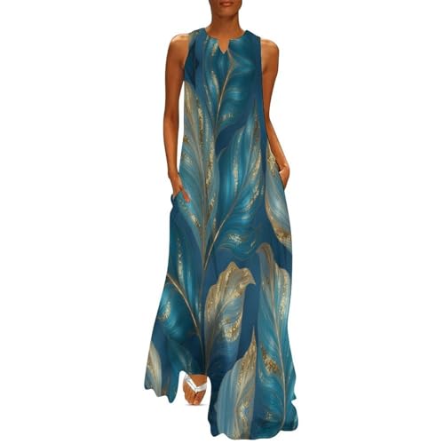 Robe de plage imprimé plantes abstraites aux reflets d'or précieux