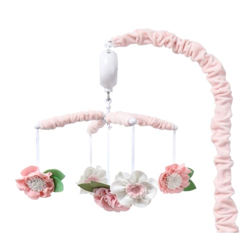 The Peanutshell Crib Mobile for Girls – Pink Musical Baby Crib Mobile with 12 Lullabies, Flower Baby Mobile Crib Pink Floral Nursery Decor