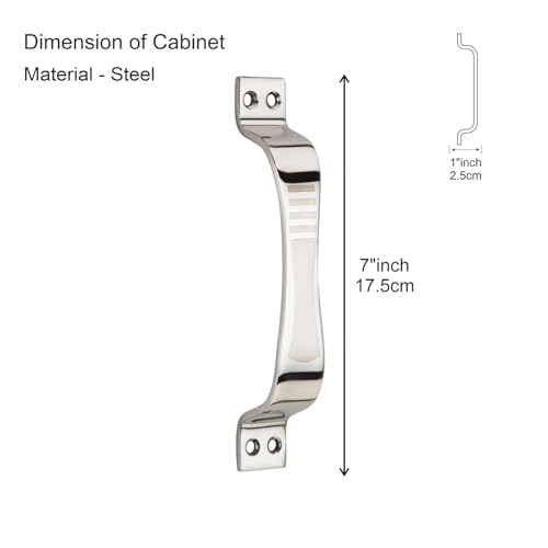 Image of COMPASS D-Cut Stainless Steel Heavy Double Door Fitting Accessories Full Set /Kit (1 Aldrop, 1 Latch, 4 Handles, 2 Tower Bolt and 2 Door Stopper | 12 inch | SS Finish